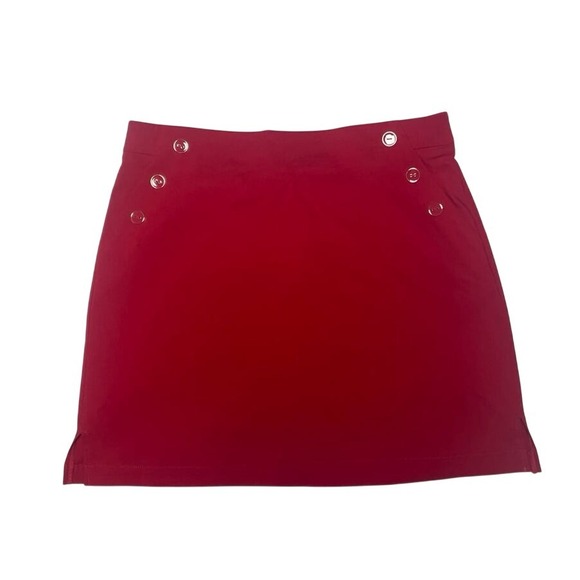 Rafaella Pants - Rafaella Elegant Red Button-Detail Skort Women's Small